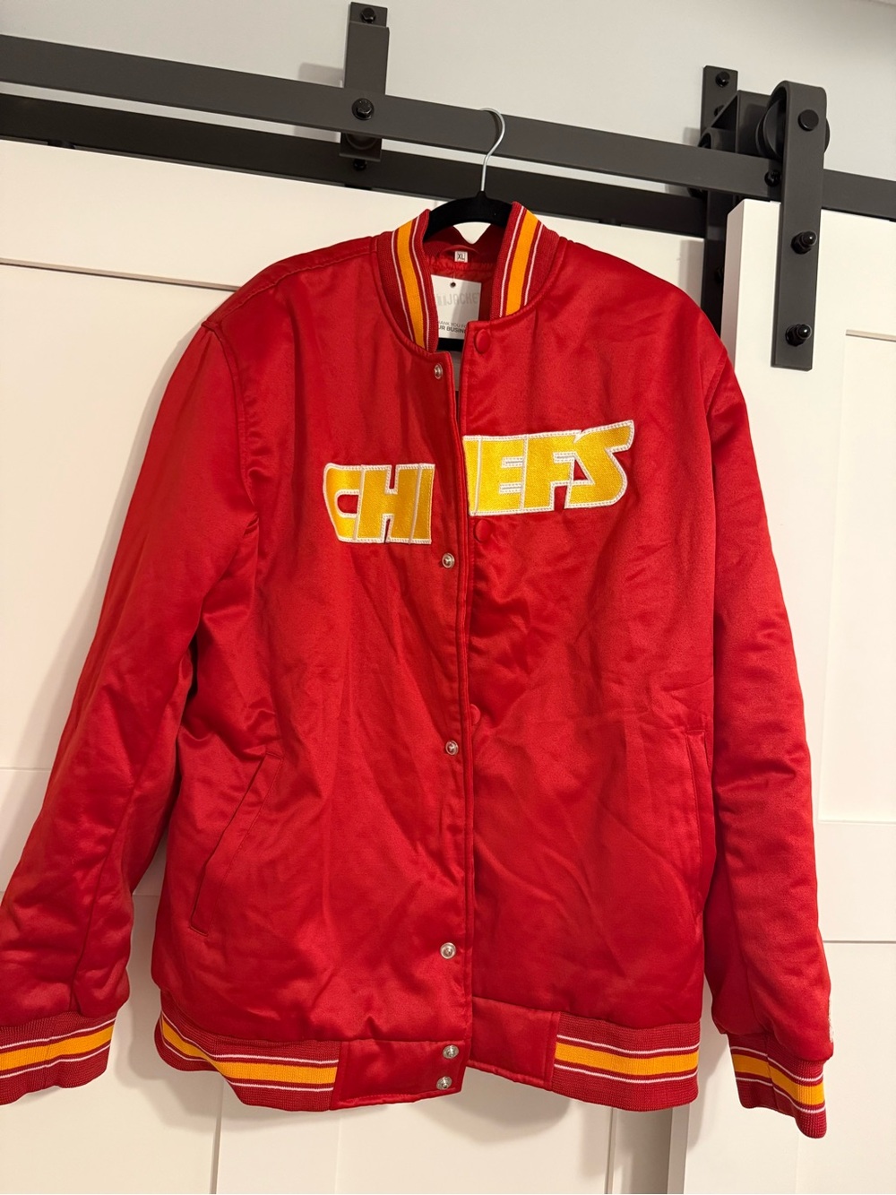 Red Chiefs Varsity Satin Jacket with Yellow Lettering